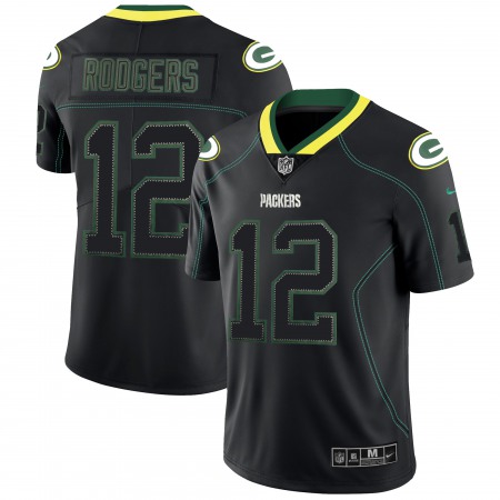 Men's Green Bay Packers #12 Aaron Rodgers Black 2018 Lights Out Color Rush NFL Limited Jersey