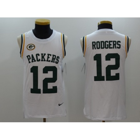 Men's Green Bay Packers #12 Aaron Rodgers White Limited Tank Top Jersey