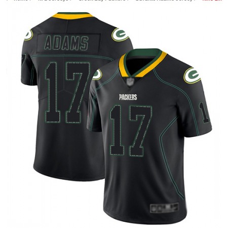 Men's Green Bay Packers #17 Davante Adams Black Lights Out Color Rush NFL Limited Stitched Jersey