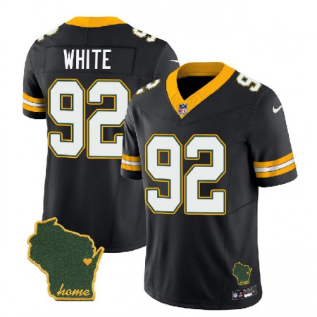 Men's Green Bay Packers #92 Reggie White Black 2023 F.U.S.E. Home Patch Vapor Untouchable Limited Stitched Jersey