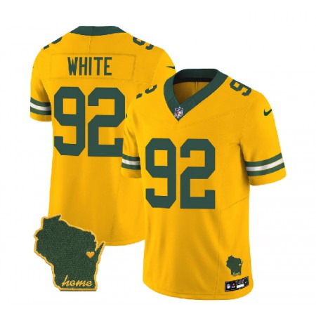Men's Green Bay Packers #92 Reggie White Gold 2023 F.U.S.E. Home Patch Vapor Untouchable Limited Stitched Jersey