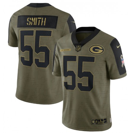 Men's Green Bay Packers #55 Za'Darius Smith 2021 Olive Salute To Service Limited Stitched Jersey