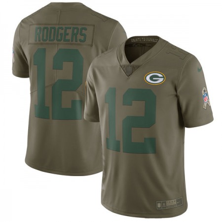 Men's Nike Green Bay Packers #12 Aaron Rodgers Olive Salute To Service Limited Stitched NFL Jersey
