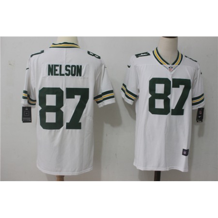 Men's Nike Green Bay Packers #87 Jordy Nelson White Stitched NFL Vapor Untouchable Limited Jersey