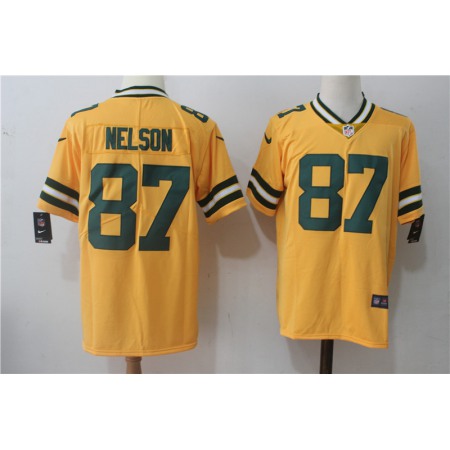 Men's Nike Green Bay Packers #87 Jordy Nelson Yellow Stitched NFL Limited Rush Jersey