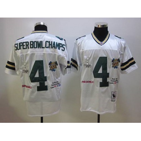Mitchell And Ness Packers #4 SuperBowl Champs White Stitched NFL Jersey