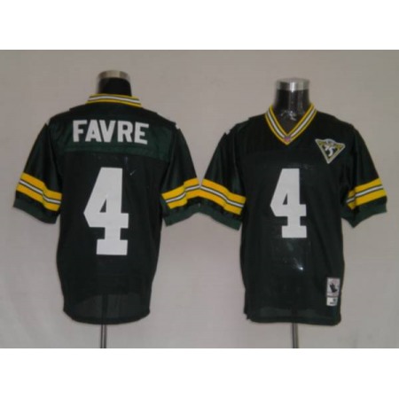Mitchell & Ness Packers #4 Brett Favre Green With 75 Anniversary Patch Stitched Throwback NFL Jersey