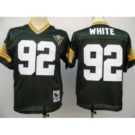 Mitchell & Ness Packers #92 Reggie White Green With 75th Patch Stitched NFL Jersey