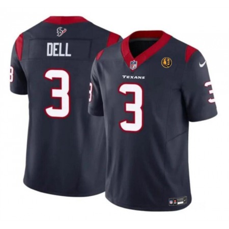 Men's Houston Texans #3 Tank Dell Navy 2023 F.U.S.E. With John Madden Patch Vapor Limited Stitched Football Jersey
