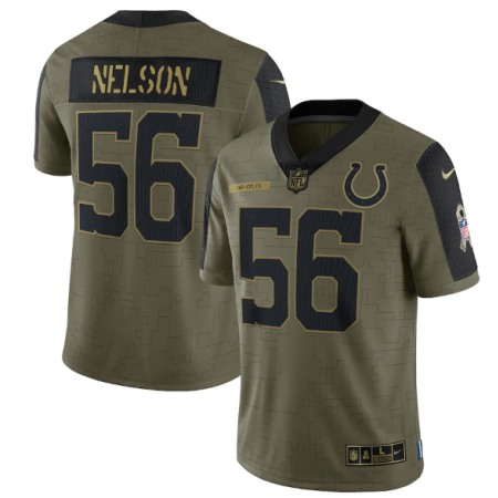 Men's Indianapolis Colts #56 Quenton Nelson 2021 Olive Salute To Service Limited Stitched Jersey