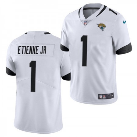 Men's Jacksonville Jaguars #1 Travis Etienne JR 2021 White Vapor Untouchable Limited Stitched Jersey