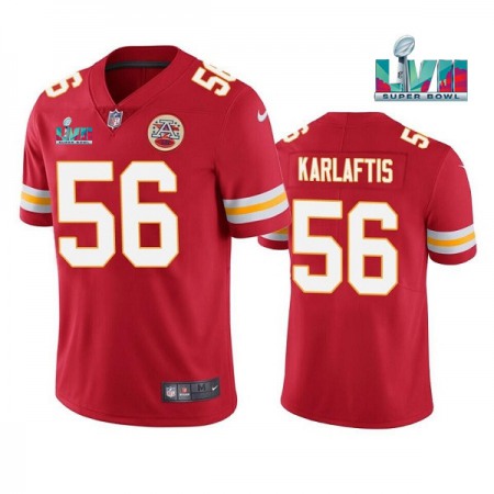 Men's Kansas City Chiefs #56 George Karlaftis Red Super Bowl LVII Patch Vapor Untouchable Limited Stitched Jersey