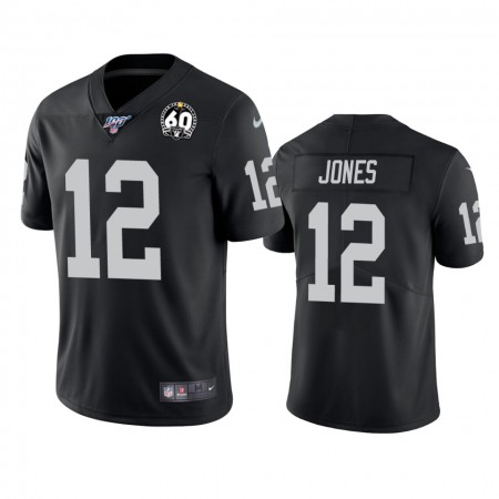 Men's Oakland Raiders #12 Zay Jones Black 100th Season with 60 Patch Vapor Limited Stitched NFL Jersey