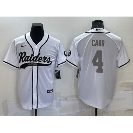 Men's Las Vegas Raiders #4 Derek Carr White Grey Cool Base Stitched Baseball Jersey