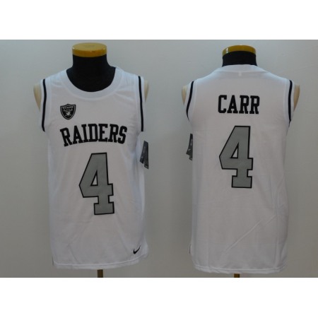 Men's Nike Oakland Raiders #4 Derek Carr White Stitched NFL Limited Rush Tank Top Jersey