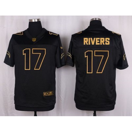 Nike Chargers #17 Philip Rivers Black Men's Stitched NFL Elite Pro Line Gold Collection Jersey