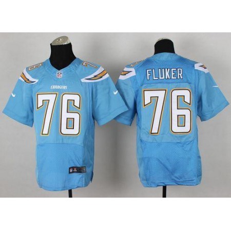 Nike Chargers #76 D.J. Fluker Electric Blue Alternate Men's Stitched NFL New Elite Jersey