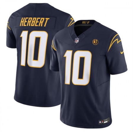 Men's Los Angeles Chargers #10 Justin Herbert Navy 2023 F.U.S.E. With John Madden Patch Vapor Limited Stitched Football Jersey