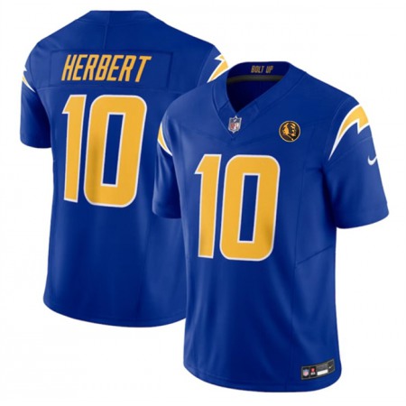 Men's Los Angeles Chargers #10 Justin Herbert Royal 2023 F.U.S.E. With John Madden Patch Vapor Limited Stitched Football Jersey