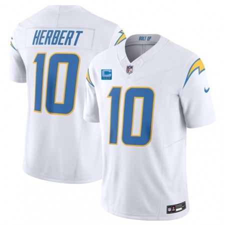 Men's Los Angeles Chargers #10 Justin Herbert White 2023 F.U.S.E. With 3-Star C Patch Vapor Untouchable Limited Stitched Jersey