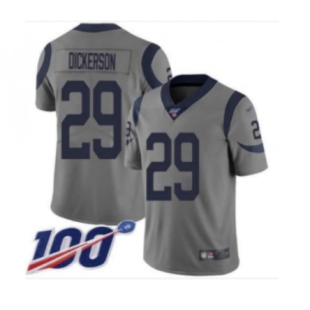 Men's Los Angeles Rams #29 Eric Dickerson 2019 Gray 100th season Inverted Legend NFL Jersey