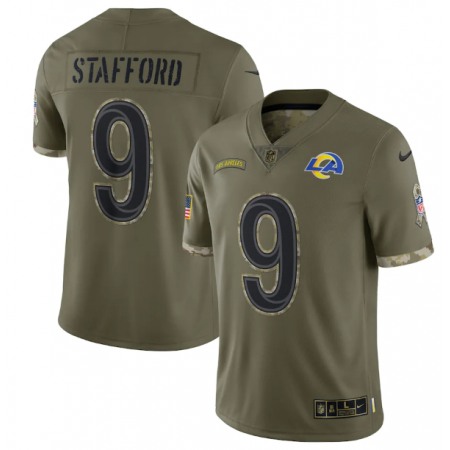 Men's Los Angeles Rams #9 Matthew Stafford Olive 2022 Salute To Service Limited Stitched Jersey