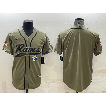 Men's Los Angeles Rams Blank Olive Salute to Service Cool Base Stitched Baseball Jersey