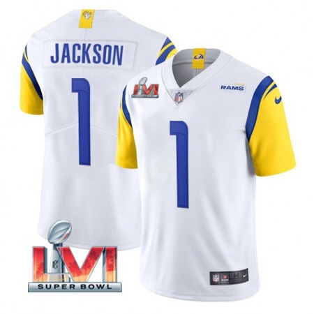 Men's Los Angeles Rams #1 DeSean Jackson 2022 White Super Bowl LVI Vapor Limited Stitched Jersey