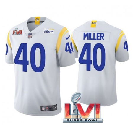 Men's Los Angeles Rams #40 Von Miller 2022 White Super Bowl LVI Vapor Limited Stitched Jersey