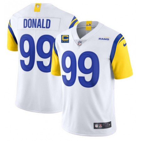 Men's Los Angeles Rams #99 Aaron Donald 2022 White With 4-star C Patch Vapor Untouchable Limited Stitched Jersey