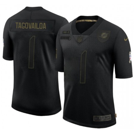 Men's Miami Dolphins #1 Tua Tagovailoa 2020 Black Salute To Service Limited Stitched Jersey