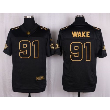 Nike Dolphins #91 Cameron Wake Black Men's Stitched NFL Elite Pro Line Gold Collection Jersey