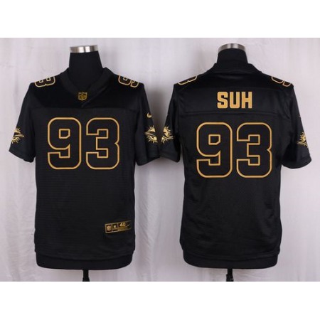 Nike Dolphins #93 Ndamukong Suh Black Men's Stitched NFL Elite Pro Line Gold Collection Jersey
