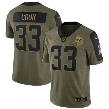 Men's Minnesota Vikings #33 Dalvin Cook 2021 Olive Salute To Service Limited Stitched Jersey