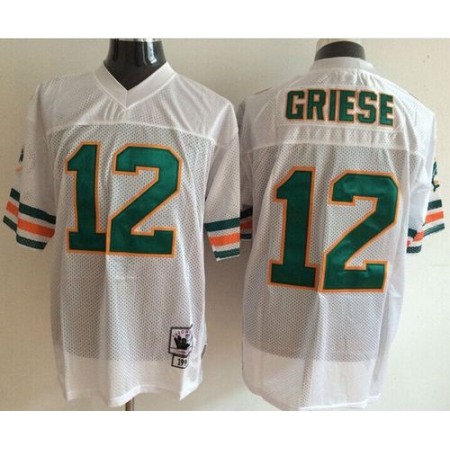 Mitchell And Ness Dolphins #12 Bob Griese White Throwback Stitched NFL Jerseys