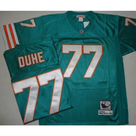 Mitchell And Ness Dolphins #77 AJ Duhe Green Stitched NFL Jerseys