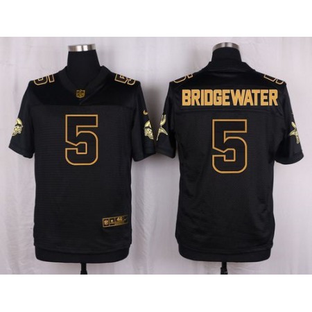 Nike Vikings #5 Teddy Bridgewater Black Men's Stitched NFL Elite Pro Line Gold Collection Jersey