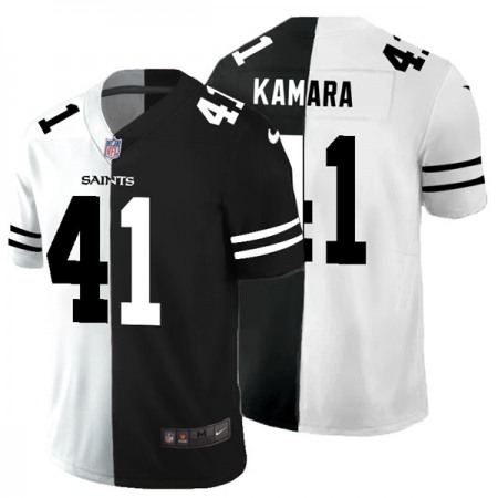 Men's New Orleans Saints #41 Alvin Kamara Black & White Split Limited Stitched Jersey