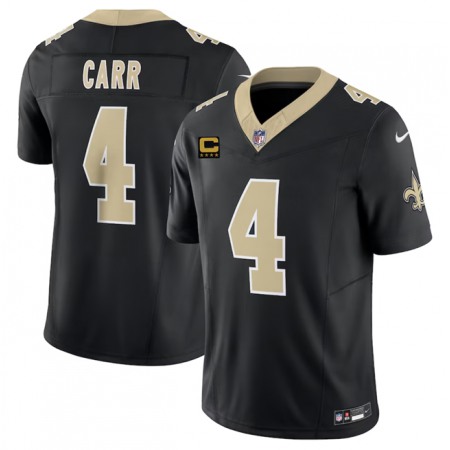 Men's New Orleans Saints #4 Derek Carr Black 2023 F.U.S.E. With 4-Star C Patch Vapor Untouchable Limited Stitched Jersey