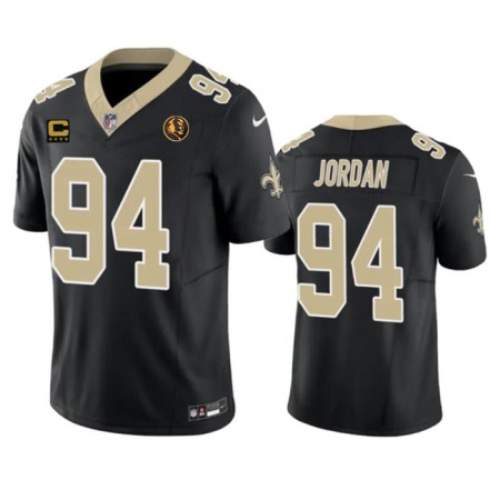 Men's New Orleans Saints #94 Cameron Jordan Black 2023 F.U.S.E. With 4-star C Patch And John Madden Patch Vapor Limited Stitched Football Jersey