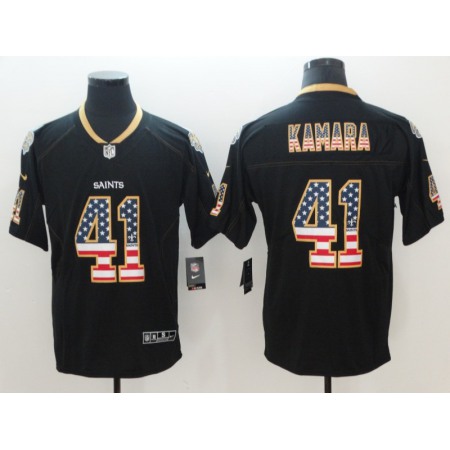 Men's Nike Saints #41 Alvin Kamara Black 2018 USA Flag Color Rush Limited Fashion NFL Stitched Jersey