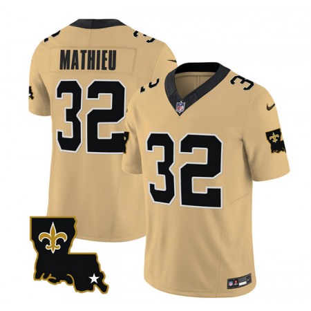 Men's New Orleans Saints #32 Tyrann Mathieu Gold 2023 F.U.S.E. 1987 Legacy Vapor Stitched Jersey