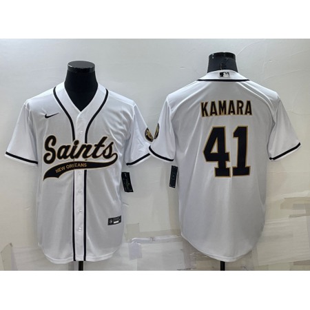 Men's New Orleans Saints #41 Alvin Kamara White Cool Base Stitched Baseball Jersey