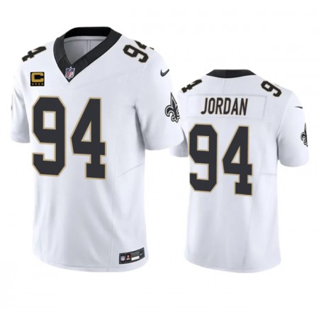 Men's New Orleans Saints #94 Cameron Jordan White 2023 F.U.S.E. With 4-Star C Patch Vapor Untouchable Limited Stitched Jersey