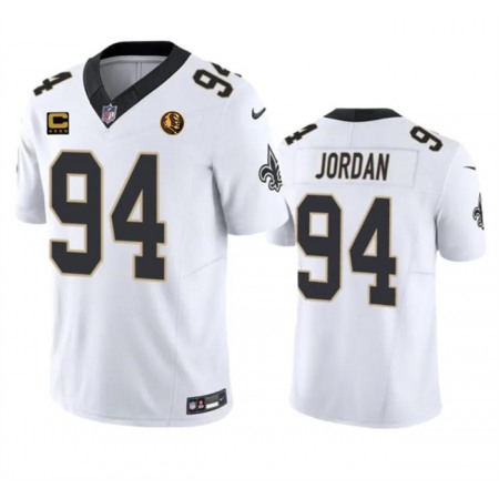 Men's New Orleans Saints #94 Cameron Jordan White 2023 F.U.S.E. With 4-star C Patch And John Madden Patch Vapor Limited Stitched Football Jersey