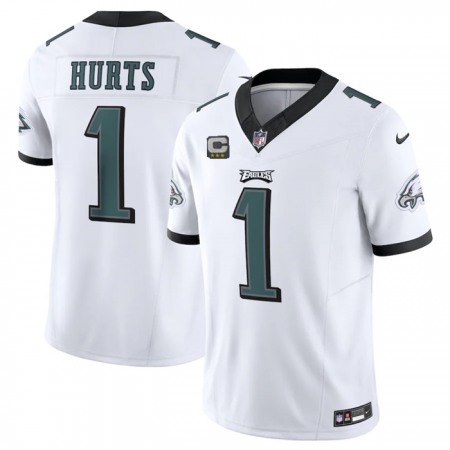 Men's Philadelphia Eagles #1 Jalen Hurts White 2023 F.U.S.E. With C Patch Vapor Untouchable Limited Stitched Football Jersey