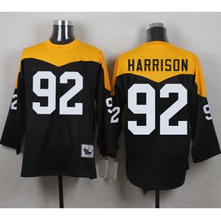 Mitchell And Ness 1967 Steelers #92 James Harrison Black/Yelllow Throwback Men's Stitched NFL Jersey