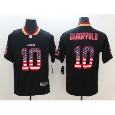 Men's San Francisco 49ers #10 Jimmy Garoppolo Black 2018 USA Flag Color Rush Limited Fashion NFL Stitched Jersey