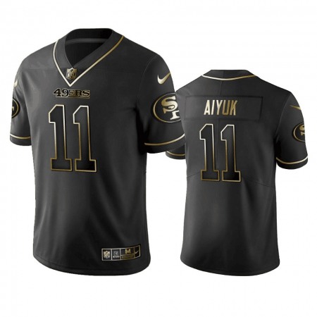 Men's San Francisco 49ers #11 Brandon Aiyuk Black Golden Stitched Jersey