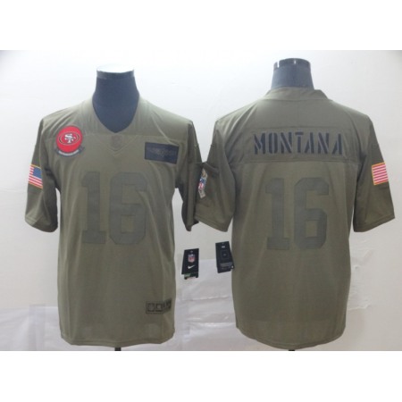 Men's San Francisco 49ers #16 Joe Montana 2019 Camo Salute To Service Limited Stitched NFL Jersey